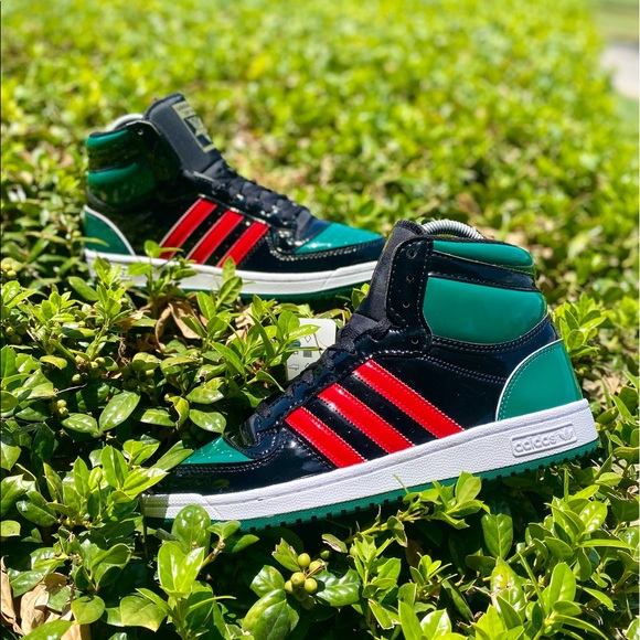 adidas | Shoes | Adidas Top Ten Hi Rb Black Green Red Patent Leather |  Poshmark